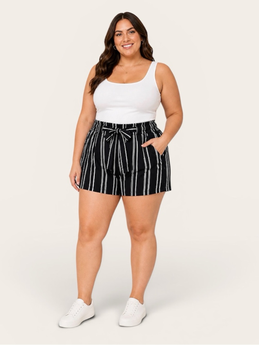 Torrid Black & White Stripe Tie Front Hi-Rise Shorts Size 12 New